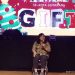 Kristiyani Ambarwati selaku Gara Kristen Kankemenag Kota Semarang memberikan sambutan dalan perayaan Natal Pelajar SMP dan SMA/K se-kota Semarang yang digelar di Gereja JKI HTE, Jumat (12/01/2024).
